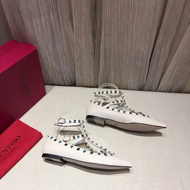 White Blue Pointed Toe T-Strap Mary Jane Shoes 8