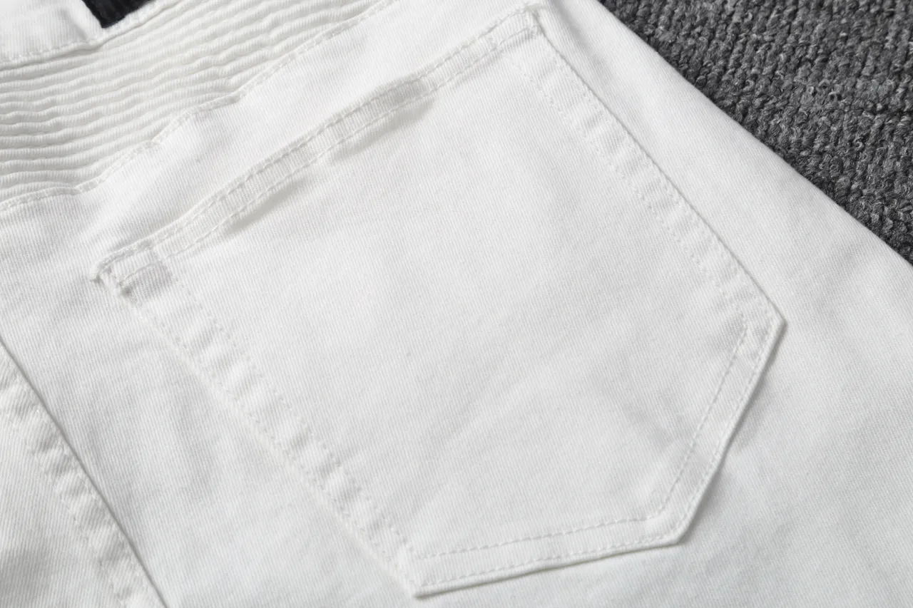 White Denim Zip-Fly Moto Shorts 5