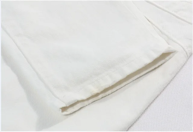 White Distressed Denim Zippered Thigh Pockets Jeans 8