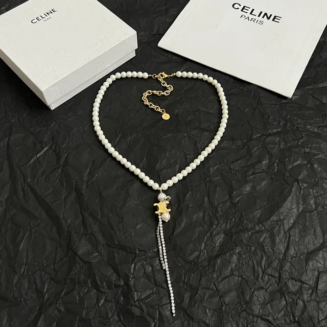 White Gold Pearl Strand Pendant Necklace 5