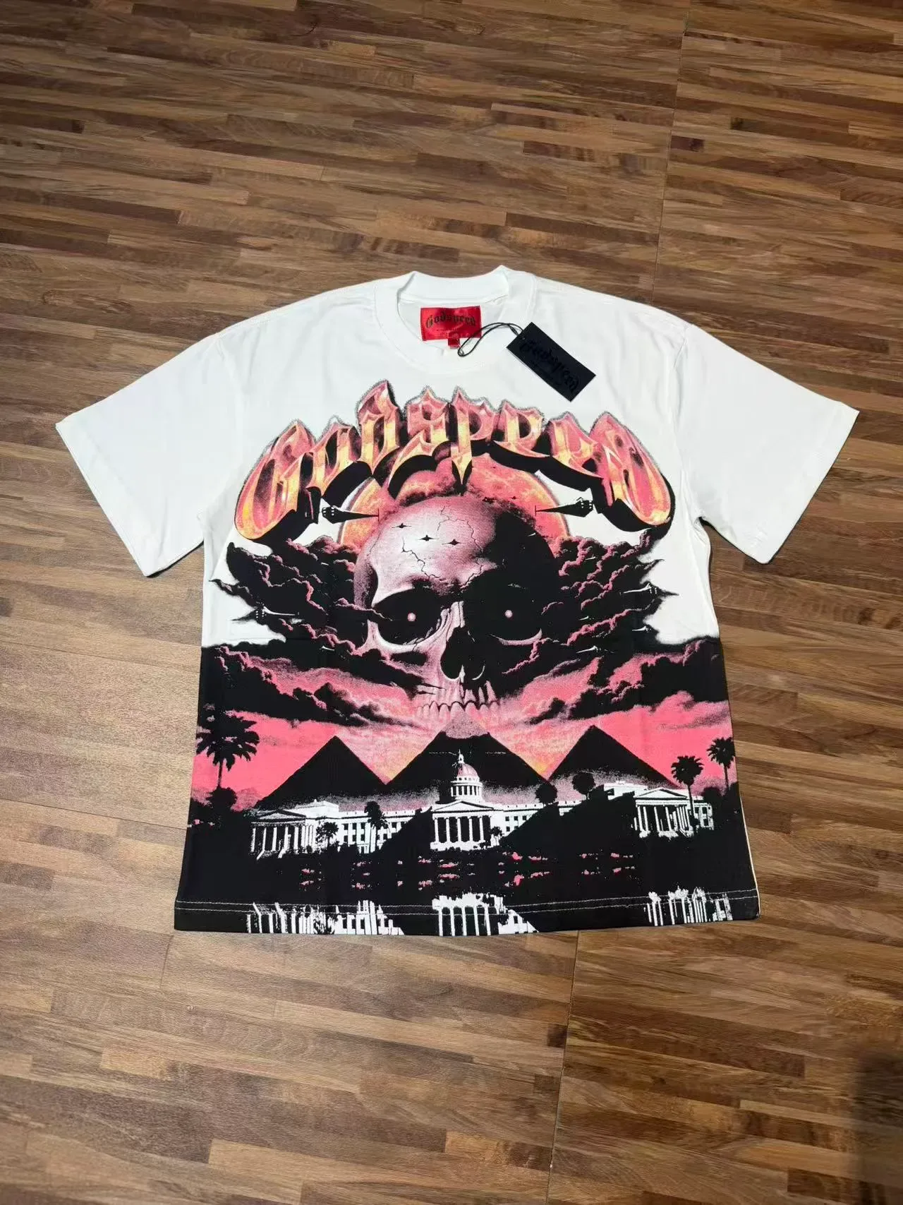 White Graphic-Print Oversized Double-Sided T-Shirt 2