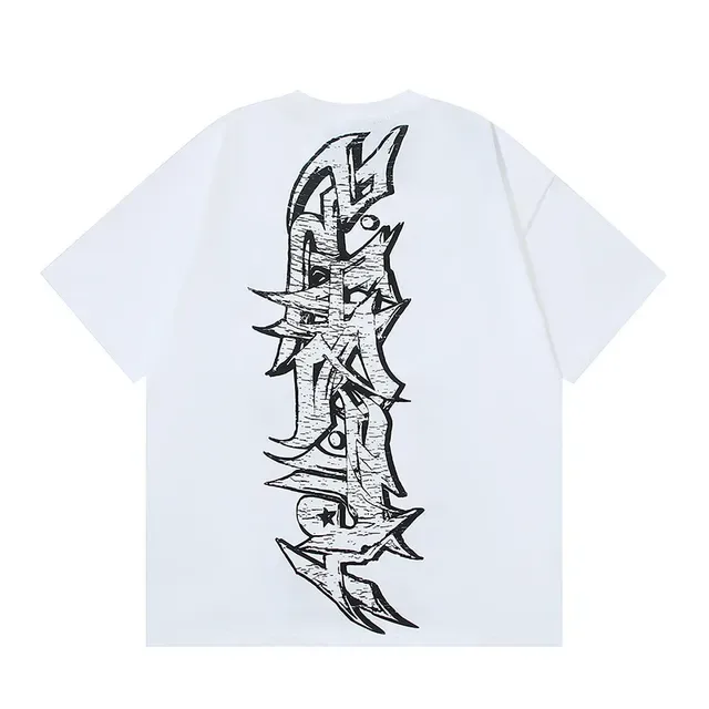White Graphic-Print Oversized T-Shirt 6