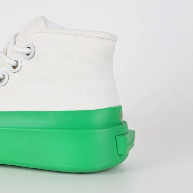 White Green High-Top Canvas Upper Sneakers 4