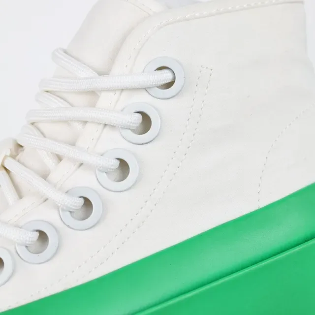 White Green High-Top Canvas Upper Sneakers 6
