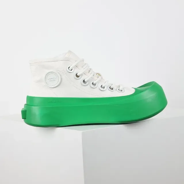 White Green High-Top Canvas Upper Sneakers 7