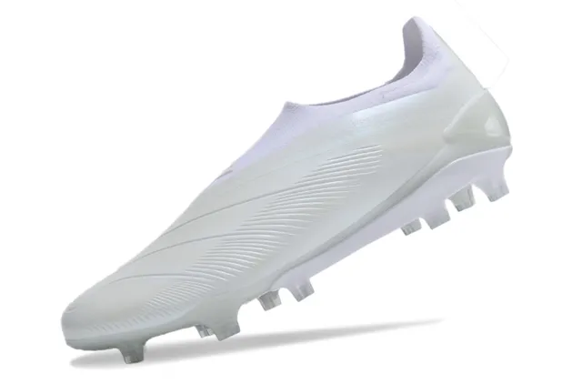White Low-Cut Sock-Fit Firm-Ground Soccer Shoes 3