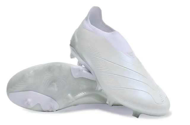 White Low-Cut Sock-Fit Firm-Ground Soccer Shoes 4