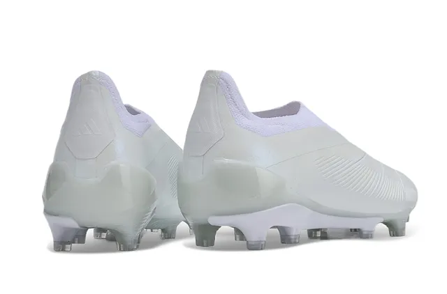 White Low-Cut Sock-Fit Firm-Ground Soccer Shoes 5