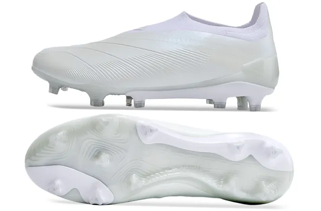 White Low-Cut Sock-Fit Firm-Ground Soccer Shoes 6