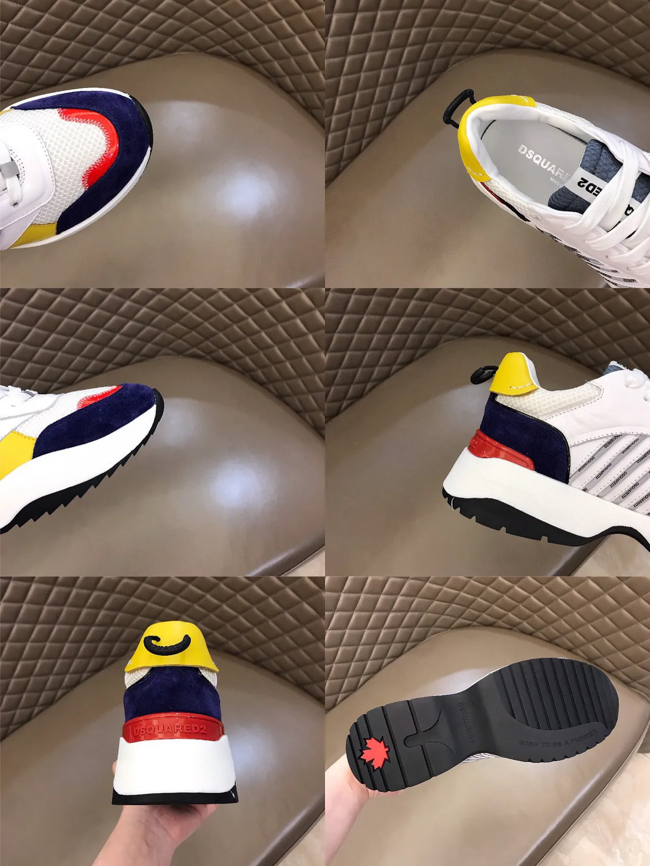 White Multicolor Platform Sole Color-Blocked Upper Chunky Sneakers 2