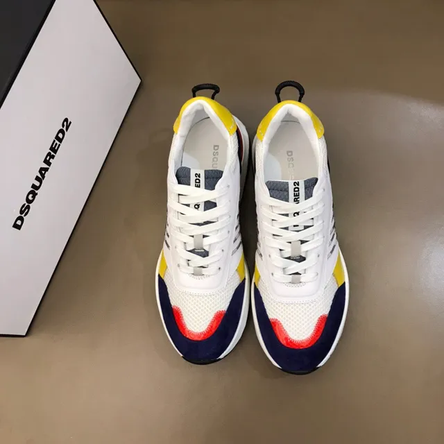 White Multicolor Platform Sole Color-Blocked Upper Chunky Sneakers 9
