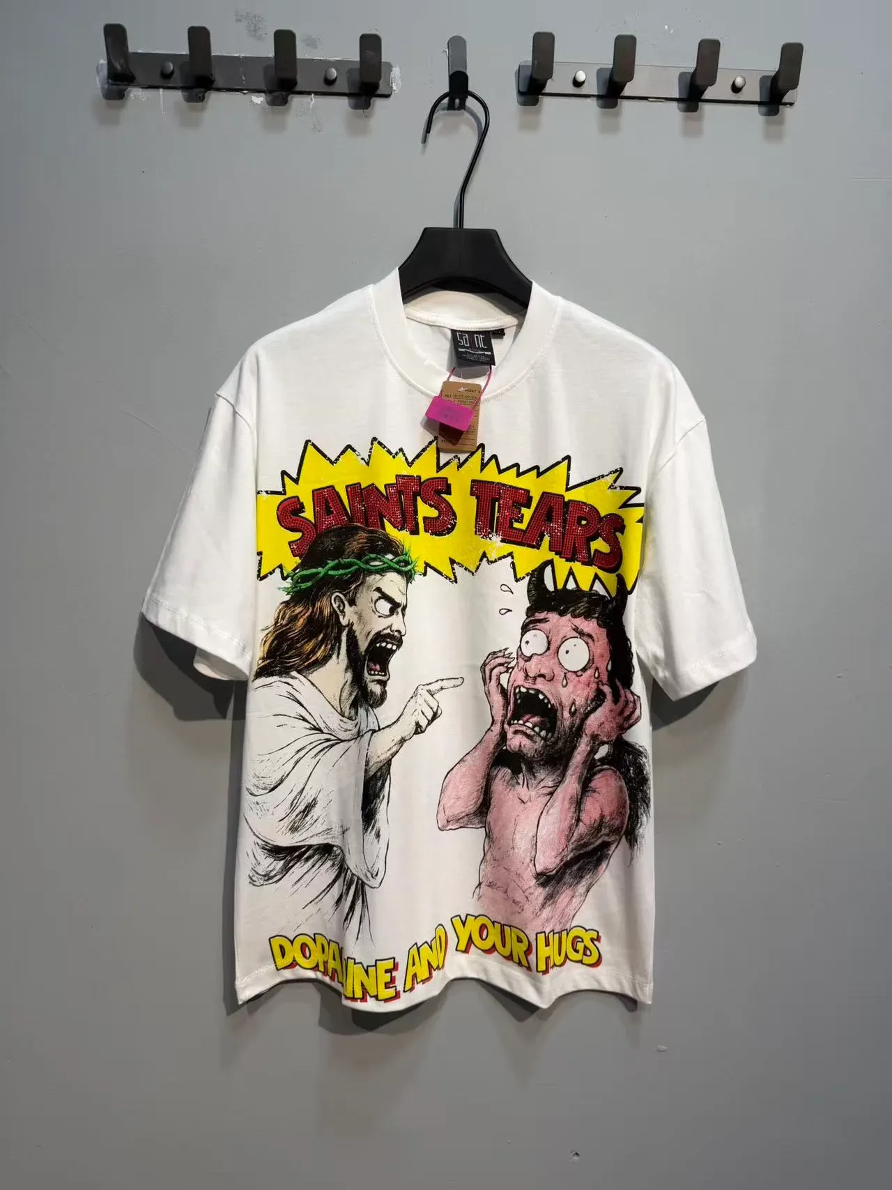 White Oversized Double-Sided Graphic Print T-Shirt 5
