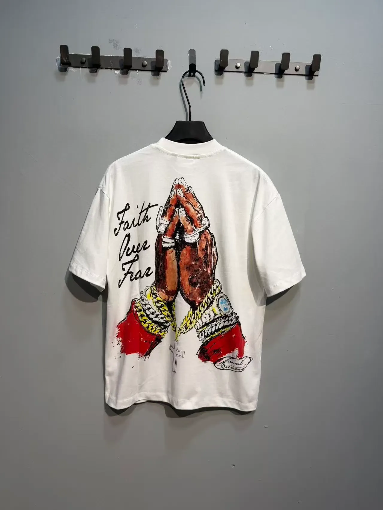 White Oversized Double-Sided Graphic Print T-Shirt 6