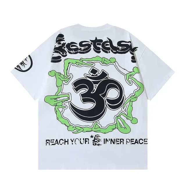 White Oversized Double-Sided Graphic Print T-Shirt 6