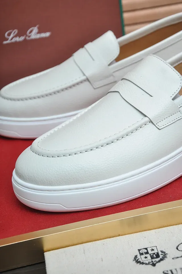 White Pebbled Leather Platform Loafer 2