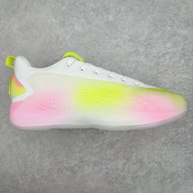 White Pink Yellow Gradient Perforated Midsole Low-top Lace-up Sneaker 2
