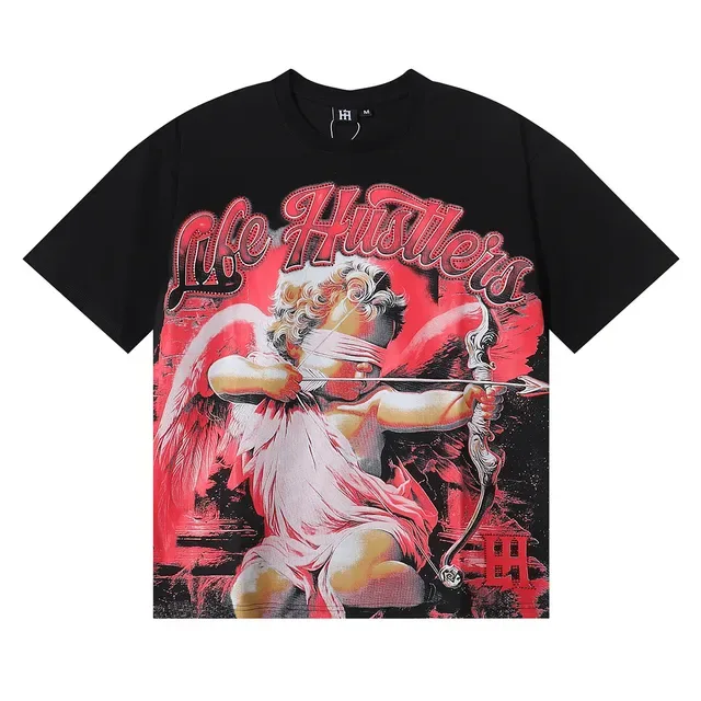 White Red Graphic Cherub Print Oversized T-Shirt 5