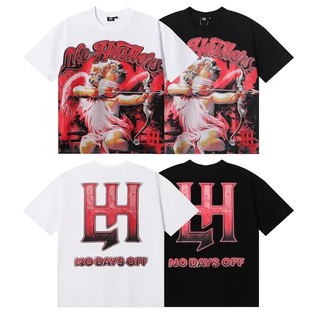 White Red Graphic Cherub Print Oversized T-Shirt 6