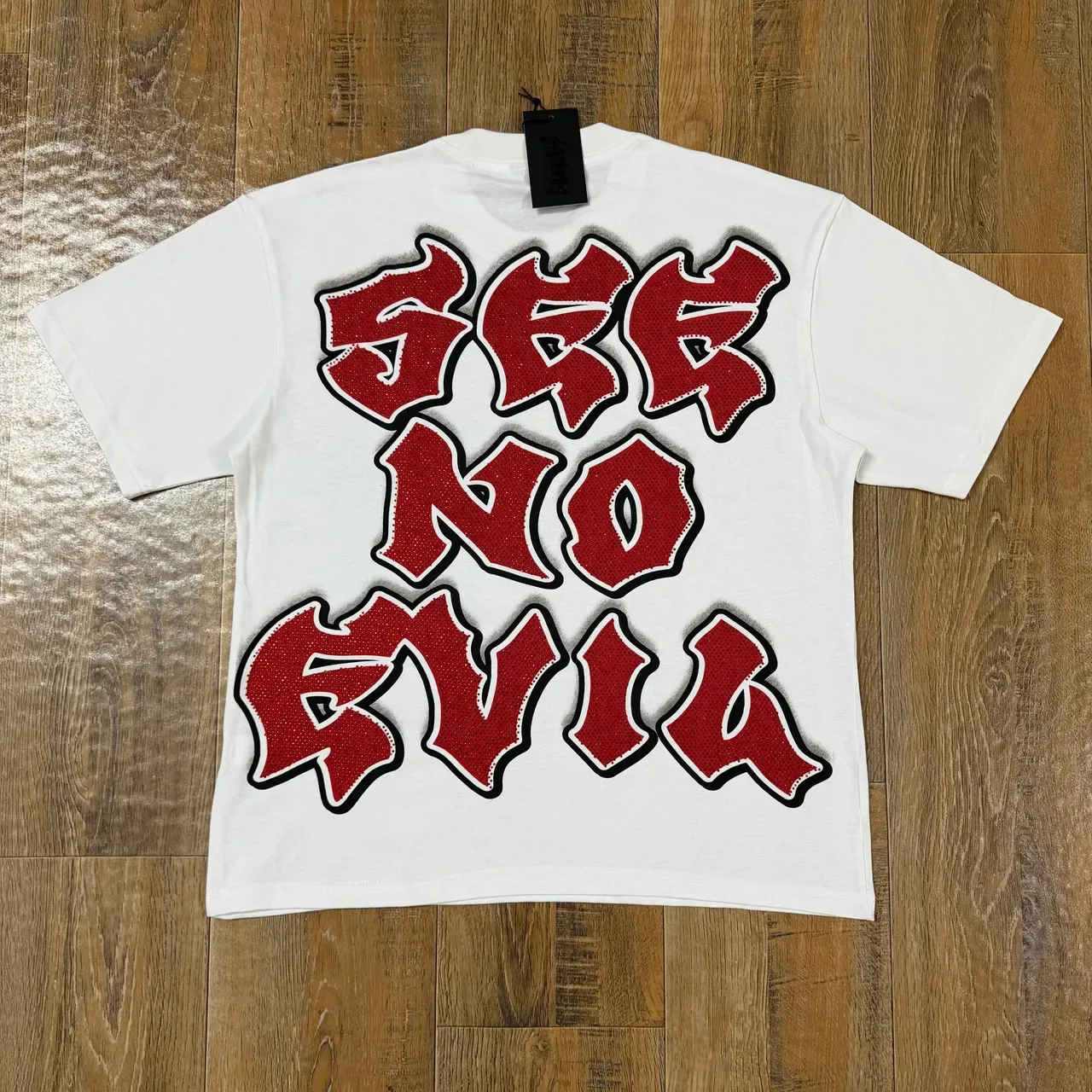 White Red Graphic-Print Crewneck T-Shirt 2