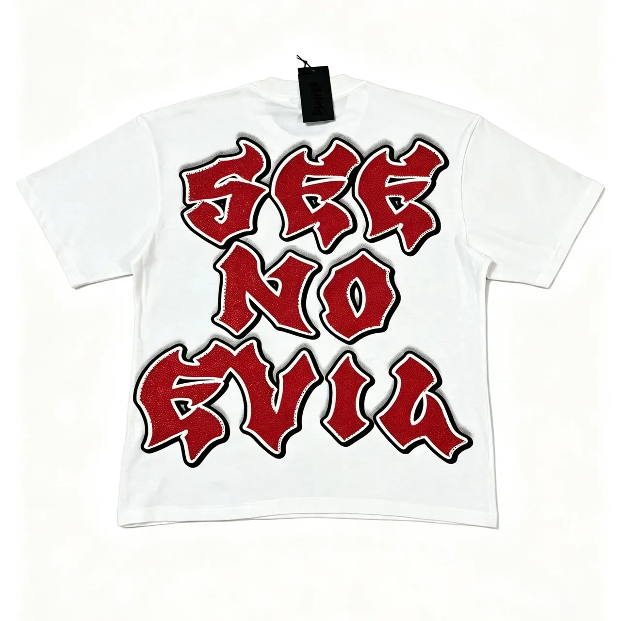 White Red Graphic-Print Crewneck T-Shirt 5