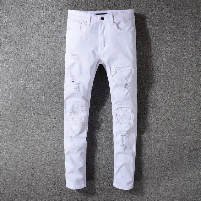 White Slim-Fit Denim Jeans 9