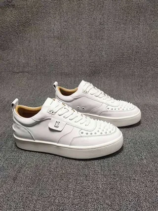 White Studded Toe Low-Top Lifestyle Sneakers 2