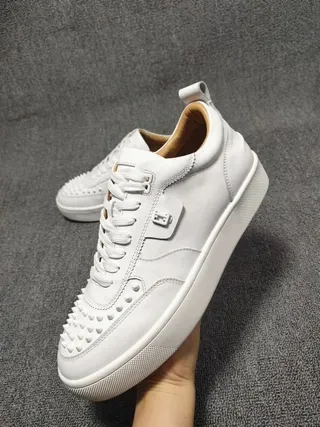 White Studded Toe Low-Top Lifestyle Sneakers 7