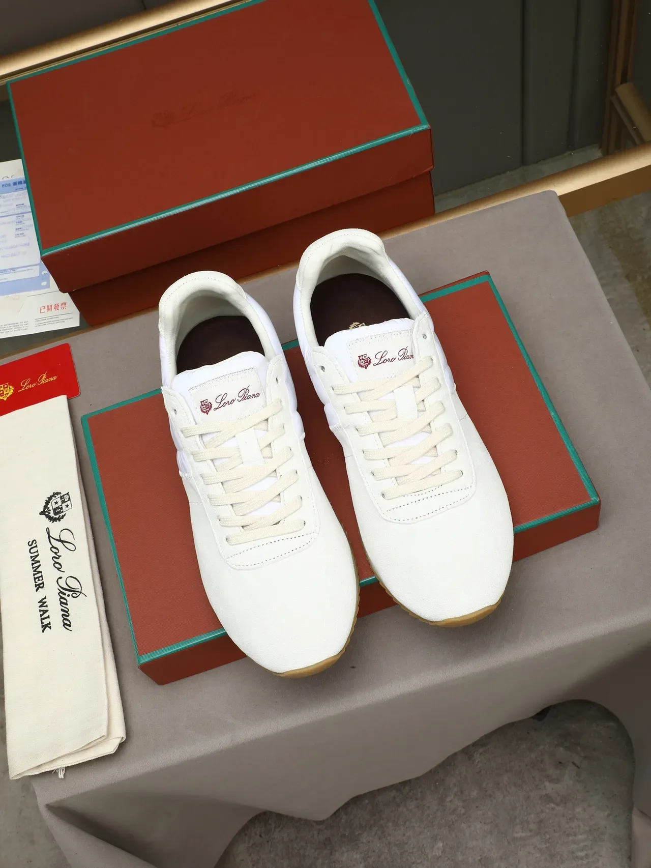 White Suede-and-Textile Panelled Low-Top Retro Runner Sneaker 2
