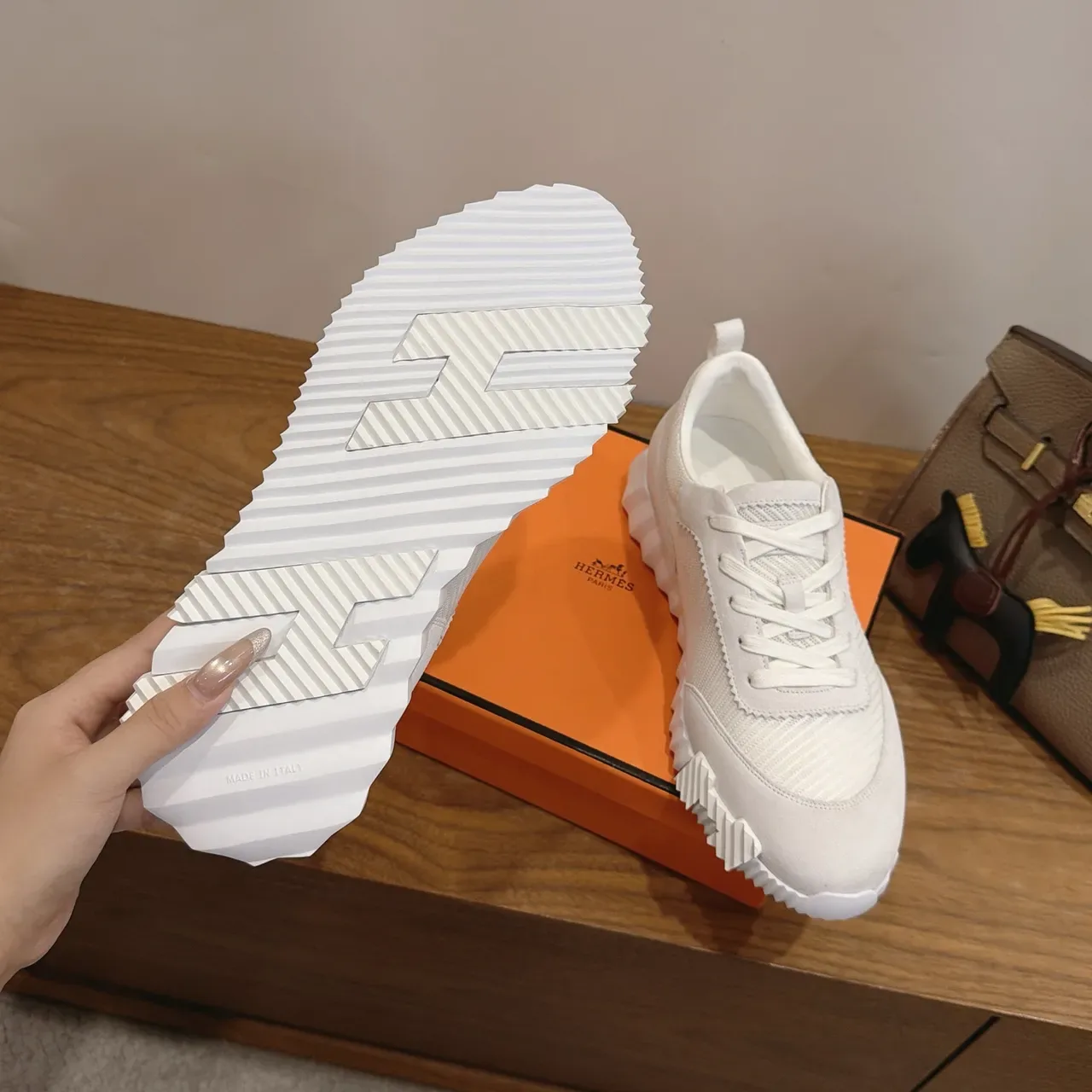 White Textured Mesh-Suede Lace-Up Lifestyle Sneakers 3