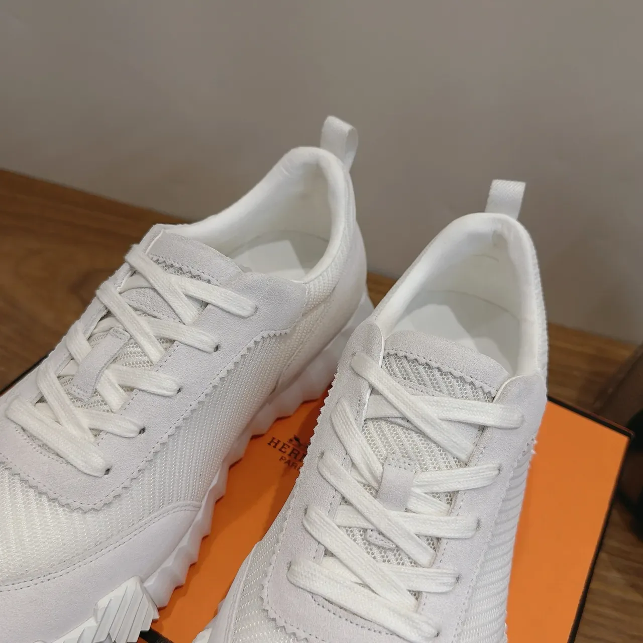 White Textured Mesh-Suede Lace-Up Lifestyle Sneakers 4