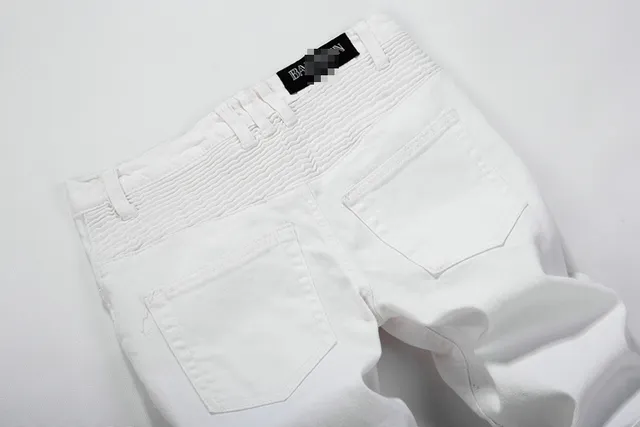 White Zip-Pocket Quilted-Knee Slim Tapered Pants 2