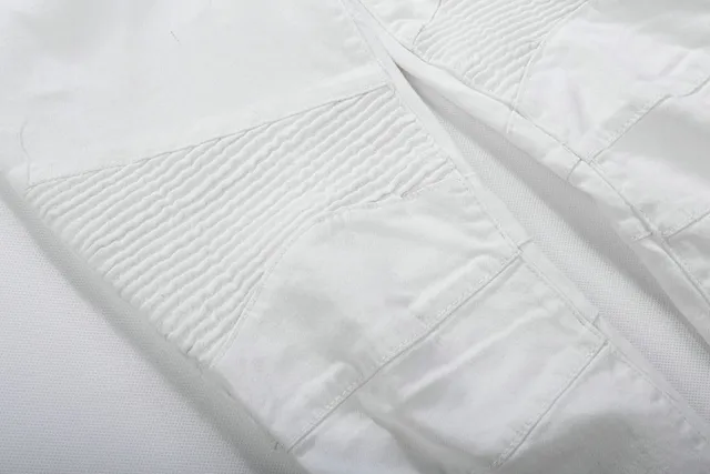 White Zip-Pocket Quilted-Knee Slim Tapered Pants 10