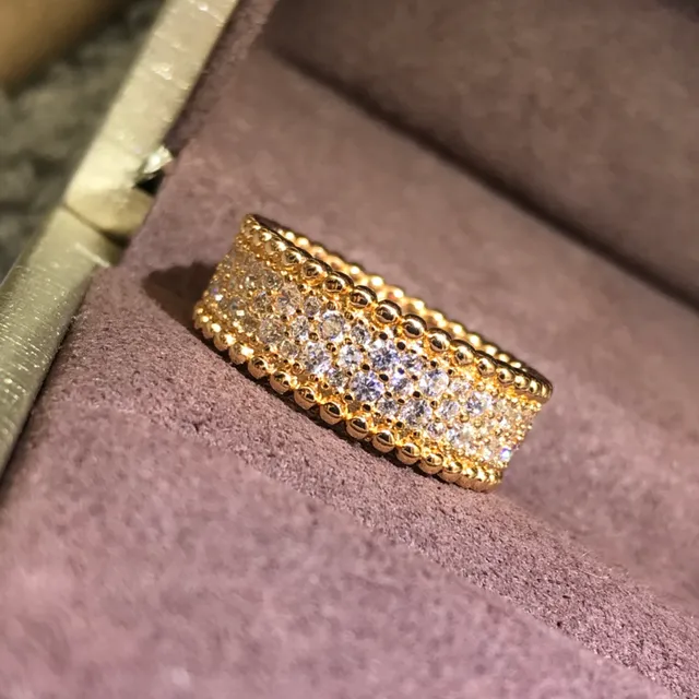 Wide Pavé-Set Beaded Edge Crystal Rings 2
