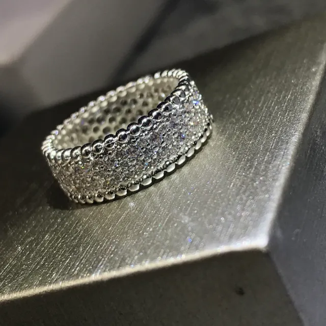 Wide Pavé-Set Beaded Edge Crystal Rings 3
