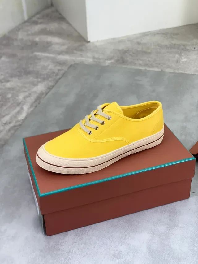 Yellow Beige Low-Top Upper Canvas Shoes 4