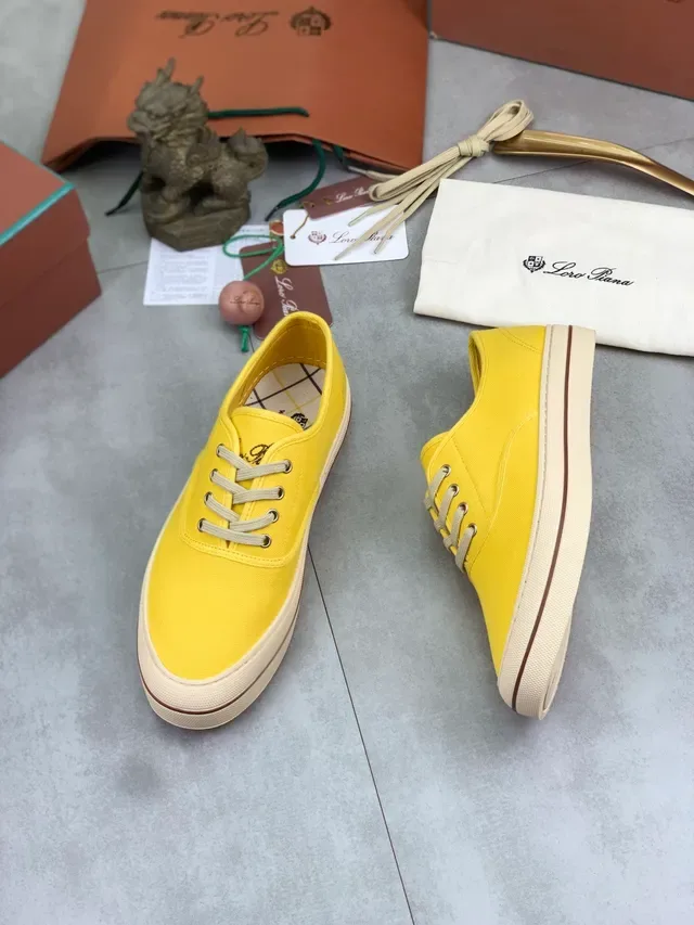 Yellow Beige Low-Top Upper Canvas Shoes 5