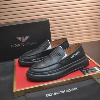 Giorgio Armani Black Brown Slip-On Platform Sole Loafer