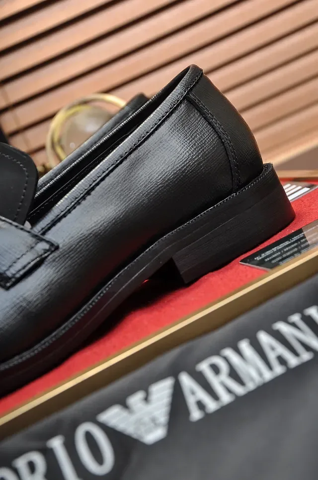 Giorgio Armani Black Gold Leather Penny Loafer 2