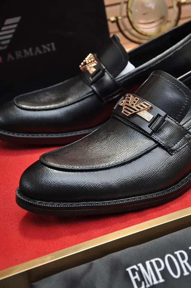 Giorgio Armani Black Gold Leather Penny Loafer 3