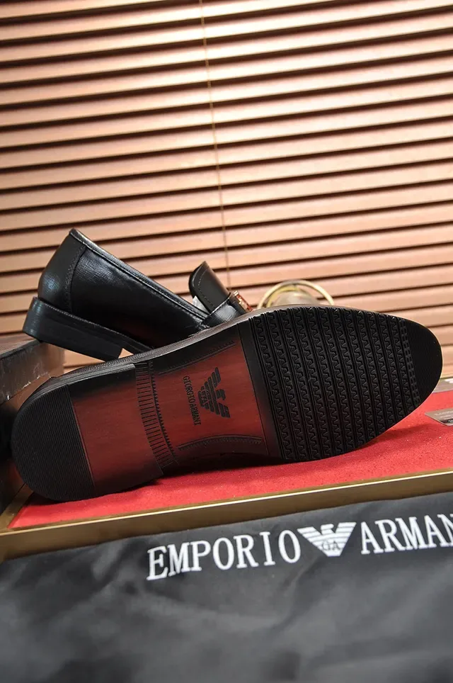 Giorgio Armani Black Gold Leather Penny Loafer 5