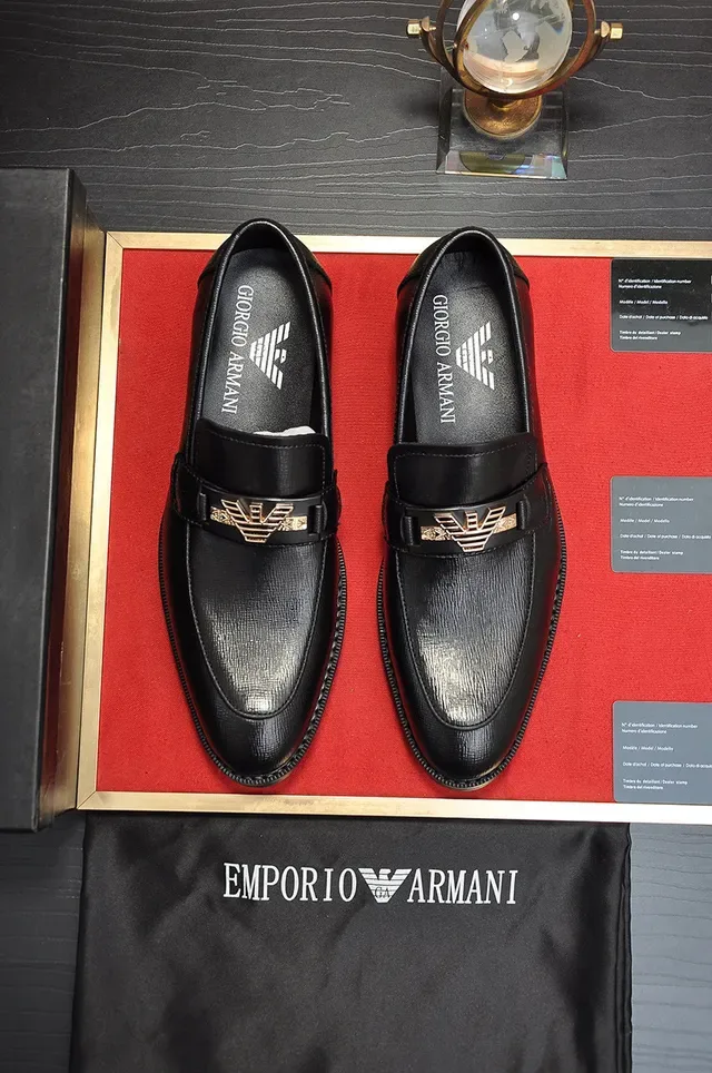 Giorgio Armani Black Gold Leather Penny Loafer 8