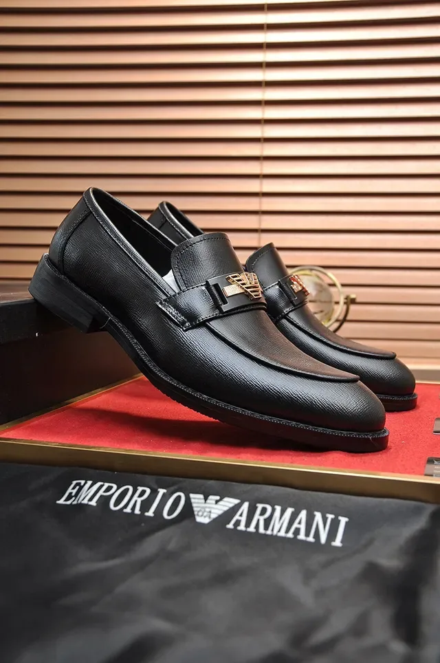Giorgio Armani Black Gold Leather Penny Loafer 9