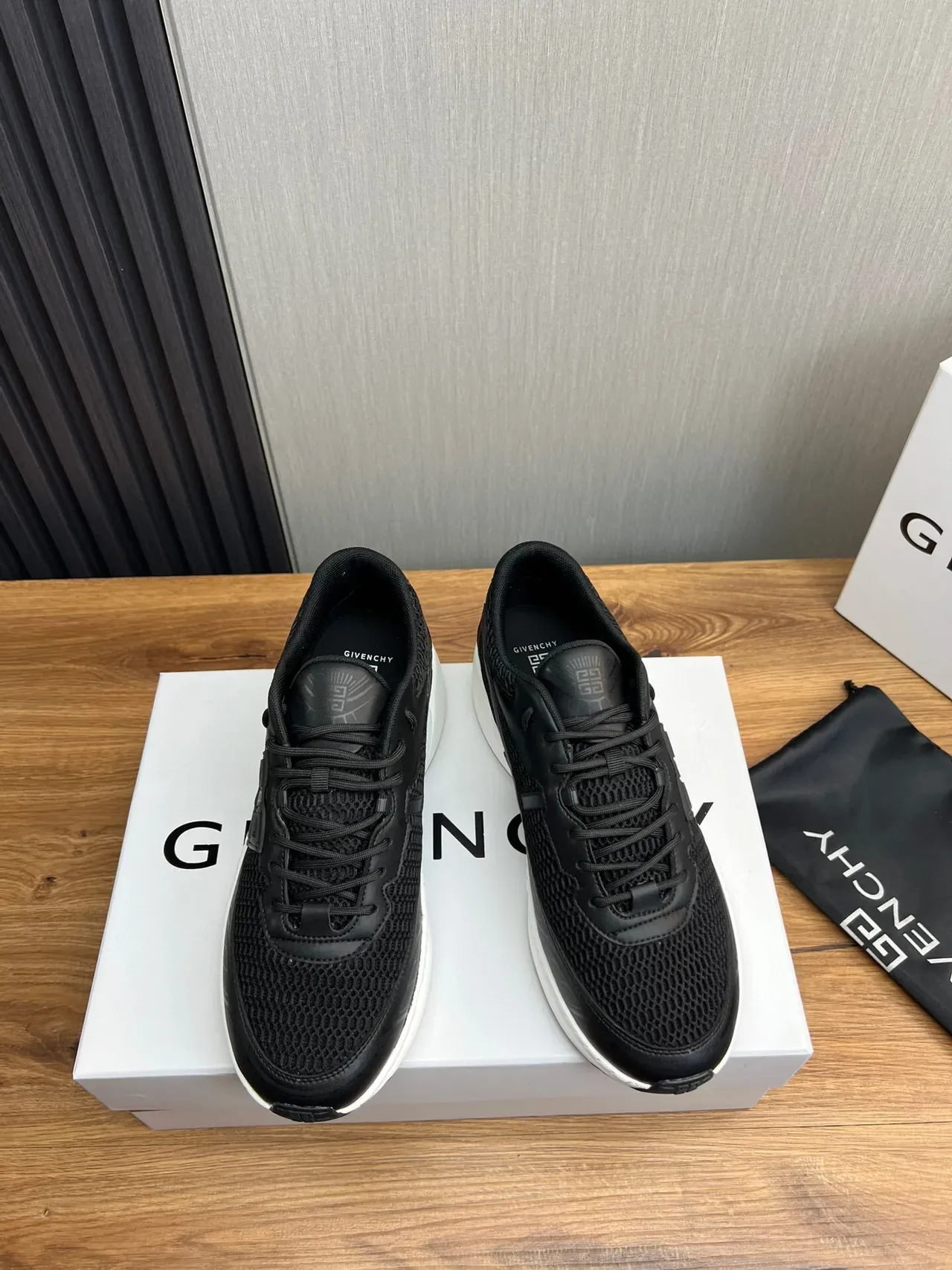 Givenchy City Sport Black Mesh and White Chunky Sneakers 2