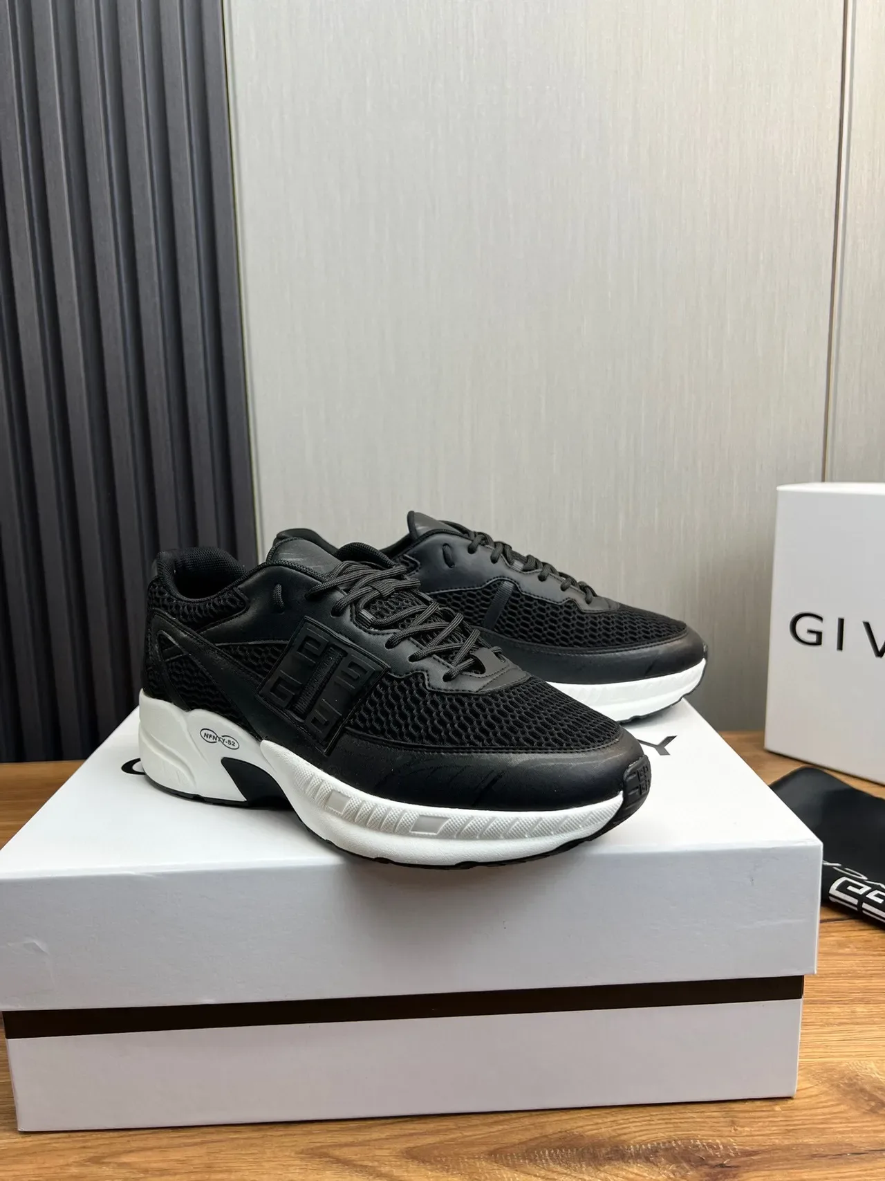 Givenchy City Sport Black Mesh and White Chunky Sneakers 3