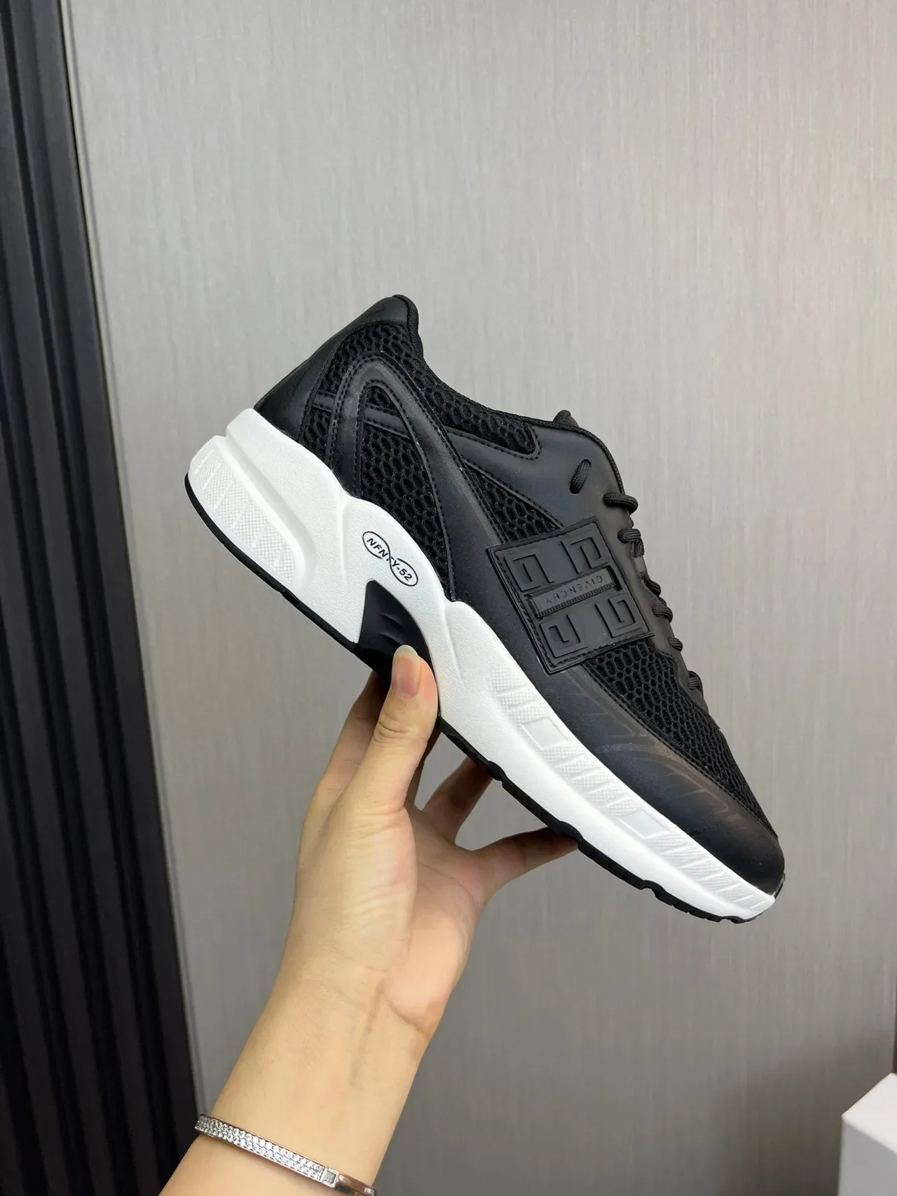 Givenchy City Sport Black Mesh and White Chunky Sneakers 4