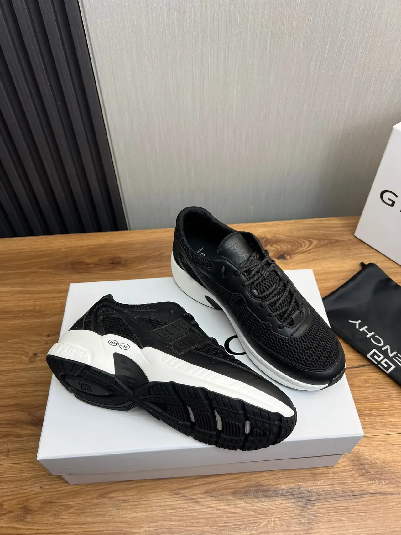 Givenchy City Sport Black Mesh and White Chunky Sneakers 5