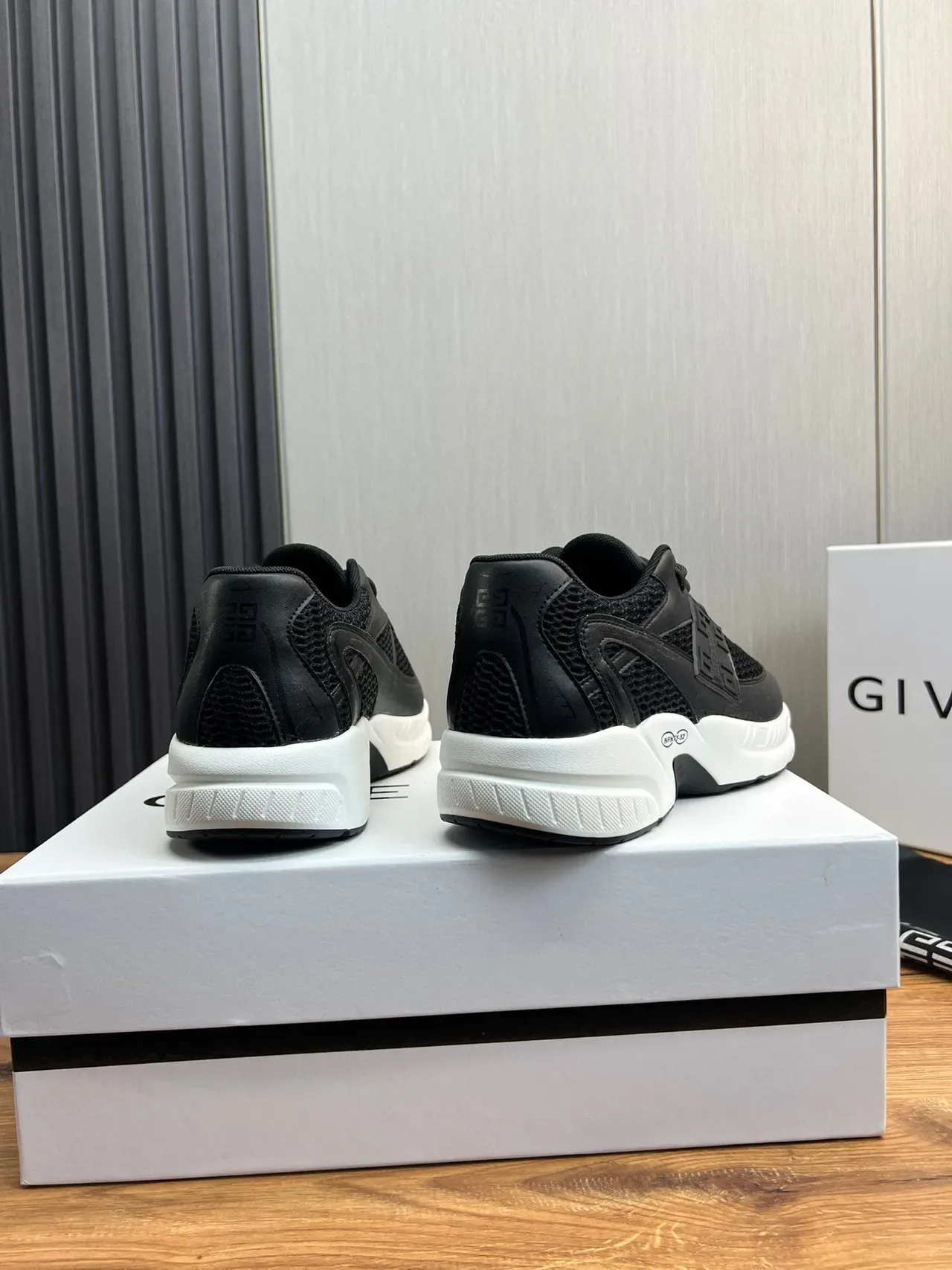 Givenchy City Sport Black Mesh and White Chunky Sneakers 6
