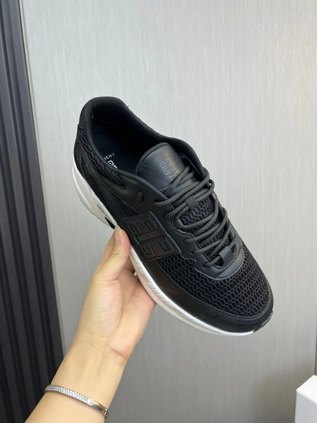 Givenchy City Sport Black Mesh and White Chunky Sneakers 7