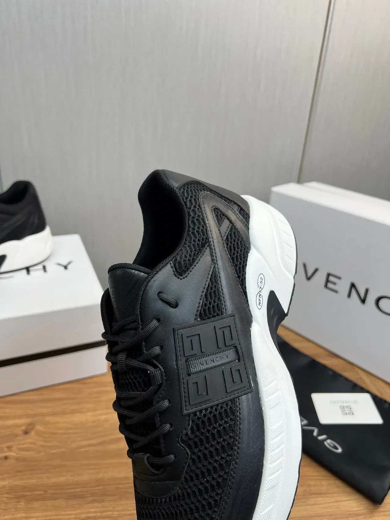Givenchy City Sport Black Mesh and White Chunky Sneakers 8