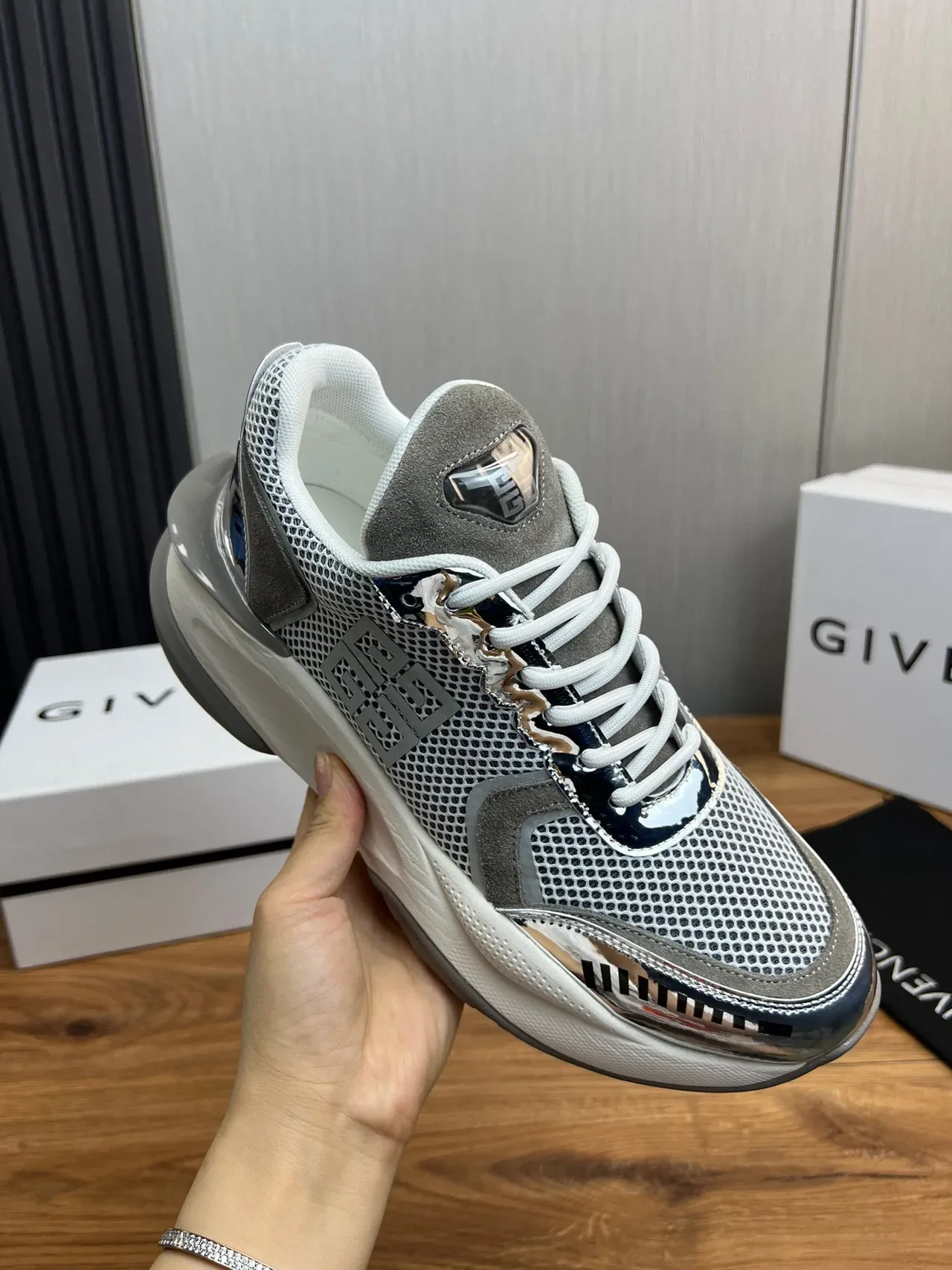 Givenchy Spectre Mesh and Chrome Chunky Sneakers 5